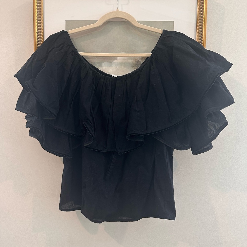 Rhode Resort Off The Shoulder Black Cotton Top